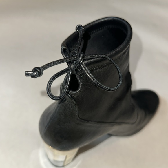 Stuart Weitzman black leather bootie clear and gold heel Sz 10 - Picture 7 of 11